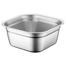 Dinnerware Sets Square Basin Metal Vegetable Washing Veggie Tray Thick Stainless Steel Mixing Bowls Kitchen Accessory Buffet Holder