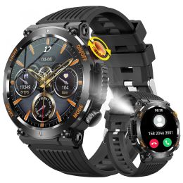 Control HT17 Military Smart Watch for Men with LED Flashlight 1.46" HD Screen Bluetooth Calling Outdoor Sports Smartwatch with Compass