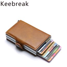 Wallets Rfid Wallets Men Money Bag Thin Mini Purse Male Metal Aluminium Card Wallet Small Smart Wallet Leather Double Vallet Pocket Man