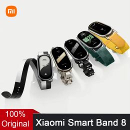 Wristbands New Xiaomi Mi Band 8 Blood Oxygen AMOLED Screen Waterproof Fitness Bracelet Smart Traker Heart Rate Monitor Watch CN Version