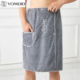 YOMDID Wearable Men Bath Towel Soft Microfiber Bathrobe With Magic Pocket For Adults Gym Beach Sauna Spa Swimming Running 240422