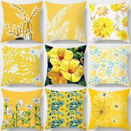 Pillow Yellow Floral Fashion Decoration Pillowcase Sofa Car Office Supplies Outdoor