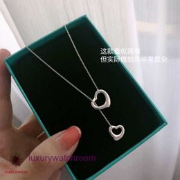 Luxury Tiffenny Designer Brand Pendant Necklaces T Family Classic Hollow Heart Double Necklace 925 Silver