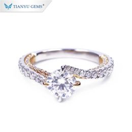 Rings Tianyu Gems 6mm Moissanite Ring for Women Center 0.75ct Round Cut Diamond 14k 18k Real Gold Vintage Style Lady Gemstone Jewelry