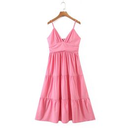 Wholesale Spring Style Womens Pink Slim Strap Dress