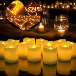 Candles 3/6/12Pcs Flameless LED Candles Tea Light Creative Lamp Battery Powered Home Wedding Birthday Party Decoration Lighting Dropship