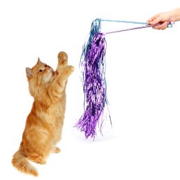 Toys Cat Teaser Wand Cat Toys Pet Supplies Plastic Rod Wand Cats Interactive Stick With Shining Tassel Cute Funny Colourful