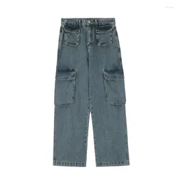 Women's Jeans American Hip-hop Girl Tooling Autumn Winter 2024 High Waist Straight Loose Slim Wide-leg Trousers