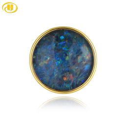 Jewellery Created Interlayer Opal Sterling Silver Yellow Gold Plated Brooch Classic Simple Original Design for Women Anniversary Business