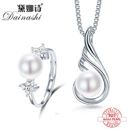 Necklaces Dainashi 2019 New Fashion 925 sterling silver necklace rings for women natural pearl Jewellery bridal Jewellery sets wedding rings