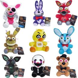 Plush Dolls 9 Style 18cm FNAF Plush Toy Doll Freddy Fazbear Foxy Bonnie Chica Clown Plush Stuffed Toys Gifts for Children T240422