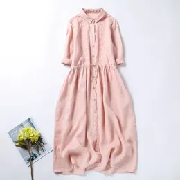 Casual Dresses For Women 2024 Spring And Summer Cotton Linen Leisure Comfortable Vintage Robe Long Womens In
