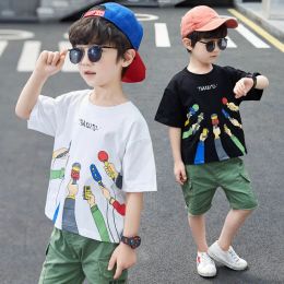 T-shirts New Summer Children's Tshirt For Boys Casual Style Cotton Short Sleeve Tee Tops Kids Boys Cartoon T Shirts 4 5 7 9 11 13 Years