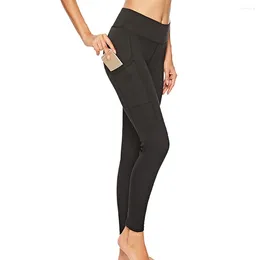 Active Pants Women Yoga Slim Bodybuilding Leggings Sports Solid Color Black Comfortable Flexible