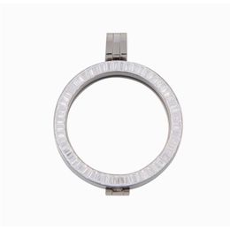 Pendant Necklaces Vinnie Design Jewelry High Quality Stainless Steel 35mm Crystal Frame Silver Color Open Coin Locket 10pcs lotPen238l