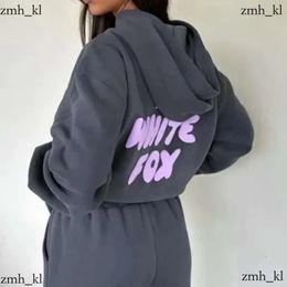 White Foxx Hoodie Designer Women's Hoodies Letter Print 2 Piece Outfits Cowl Neck Long WHITE Sleeve Sweatshirt and Pants Set Tracksuit Pullover Hooded 348