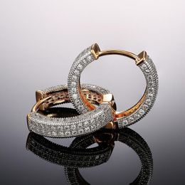 Trendy Men Women Earrings Gold Plated Micro Paved CZ Bling Earrings Hoop Punk Rock Hip Hop Jewelry185Q