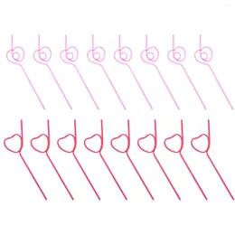 Disposable Cups Straws 40 Pcs Straw Drink Christmas Drinks Premium Party Accessories Valentine's Day The Pet Curved Child Plastic