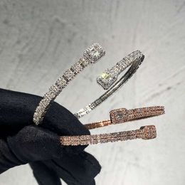 New Arrival Bust Down Iced Out Diamond Moissanite Baguette Bangle Bracelet