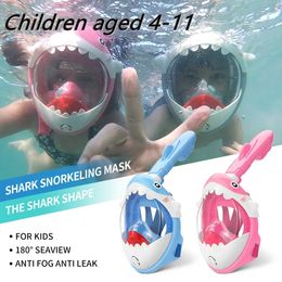 Kids Swimming Equipment Snokeling Support Goggles Full Face Diving Mask Swim and Snorkel 4~11 Years Childrens Masks 240410