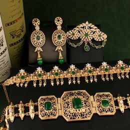 Sets Herseygold Turkish Kaftan Wedding Jewellery Set Rhinstone Plated Gold Moroccan Trendy Bridal Jewellery Sets Luxury Bijoux Women