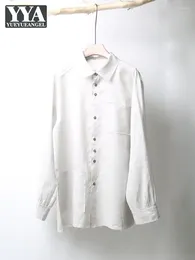 Men's Casual Shirts Harajuku Linen Shirt Men Japanese Style Designer Spring Single Breasted Long Sleeve Loose Fit Vintage Tops Male