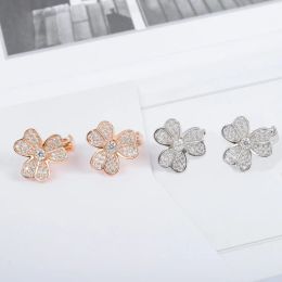 Earrings Hot new Rose gold Lucky Clover earrings Ladies Fashion Sweet temperament Luxury brand Jewellery party gift