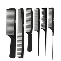 12 Style Hairdressing Comb Barber Shop Haircut Combs Black Dense Tooth Carbon Fibre Hairbrush Pro Style Tools Tip-tail Comb