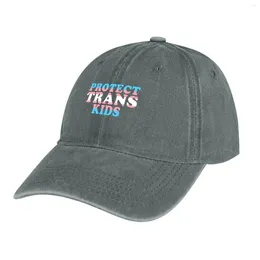 Berets Protect Trans Kids (flag Text) Cowboy Hat |-F-| Golf Wear Men's Hats Women's