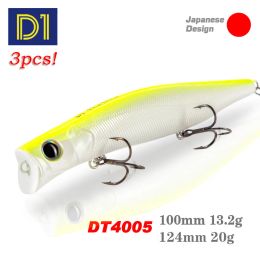 Accessories D1 Topwater Poppers Fishing Lures 3pcs 124F/100F Surface Wobblers Saltwater Bait KAGELOU For Seabass Pike Tackle