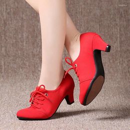 Dance Shoes Latin For Woman Ladies Ballroom Practice Women High Heel 3.5/5cm Outdoor Rubber Soles Dancing Modern