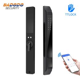 Control TTLock APP Waterproof Smart Fingerprint Password Automatic Lock For Outdoor Push Pull Sliding Frame Aluminium Alloy Door