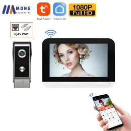 Control 7 Inch Tuya WIFI Video Intercom System Wireless Smart Interphone LCD Touch Screen RFID Password Video Doorphone System for Home