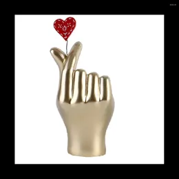 Decorative Figurines Love Gesture Single Hand Statue Gold Decorations Modern Art Resin Sculpture Home Accents For Living Room Desktop