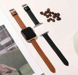 Casual Leather Watchband 42mm 44mm Strap for Apple Watch 6 5 4 3 2 Soft Leather Band 38mm 40mm for Apple Smart Watch Y2203128640566