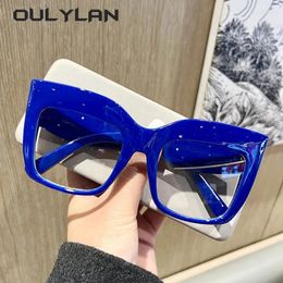 Sunglasses Frames Oulylan Fashion Large Frame Optical Glasses Women Anti Blue Light Reading Reader Vintage Cat Eye