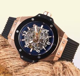 Classic luxury mens automatic mechanical hollow watch silicone waterproof stainless steel business mens watches227t4301865