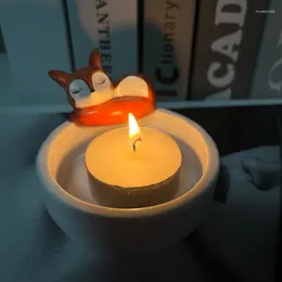 Candle Holders Small Candlestick 3D Resin Sculpture Animals Cartoon Holder Sleeping
