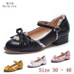 Casual Shoes Low Med Heels 3 CM Women Pumps Square Heel Ankle Strap Woman Party Kitten Small Plus Size 30 - 48
