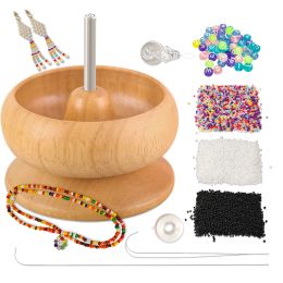 Equipments XUQIAN Wooden Bead Spinner Kit with Beading Needles Seed Beads and 1 Surprise Gift Pack for Jewellery Making Tools L0191