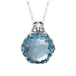 Necklaces Szjinao Vintage Aquamarine Necklace Pendant Stone Solid 925 Sterling Silver Gemstone Birthstone Pendants For Women Jewellery Gifts