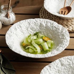 Plates Creative White Ceramic Soup Bowl Salad Pasta Plate Dinner Utensils Household Fruit Cooking Dishes Kitchen