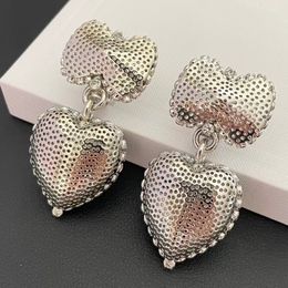 Luxury Women Earrings Jewelry White Gold Color Hollow Heart Earrings For Women Elegant Party Wedding Designer Earrings