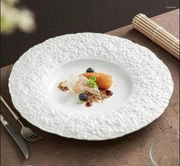 Plates Restaurant Main Dish Service Tray Home Kitchen Dinner Decorative Tableware White Steak Plate Grain Ceramic