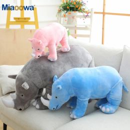 Dolls 40/60/80cm Giant Plush Rhinoceros Toys Lifelike Stuffed Animal Pillow Zoo Dolls Baby Cushion Kids Appease Toy Girl Birthday Gift