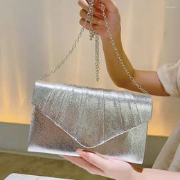 Bag Gold Silver Square Bags For Women 2024 Trend Designer Luxury PU Leather Clutch Handbag Envelope Evening Shoulder Messenger