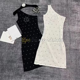 Women One Shoulder Dress Shiny Rhinestone Dresses Party Sexy Fitted Dress Designer Sleeveless Dresses