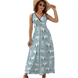 Casual Dresses Cute Arctic Animal Dress Cartoon Print Elegant Maxi Street Style Boho Beach Long High Waist Oversized Clothing