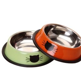 Supplies Nonslip Bowl Stainless Steel Pet Cat Bowl Kitten Puppy Dish Bowl NonSkid for Small Dogs Bowl Cats Feeder Cat Bowl Pet Supplies