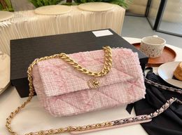 Classic 19 Designer Evening Bag Women Crossbody Chain Tote Bags Pink Shoulder Purse Flap Tweed Handbag Metal Houndstooth 19 Series7556372